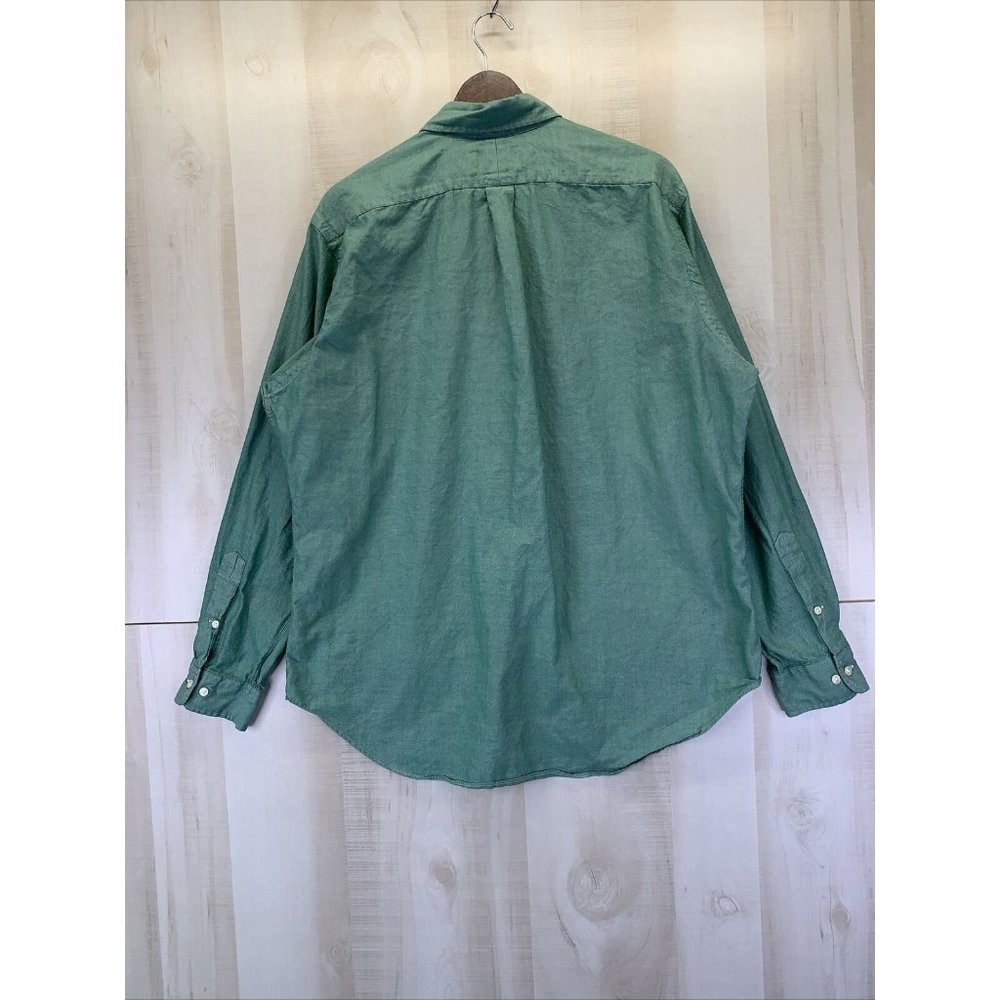 Vintage Polo Ralph Lauren Classic Fit Metallic Green Mens Button Down Shirt 16.5 - Picture 6 of 7
